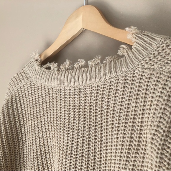 Frayed Tan Sweater - Picture 5 of 8